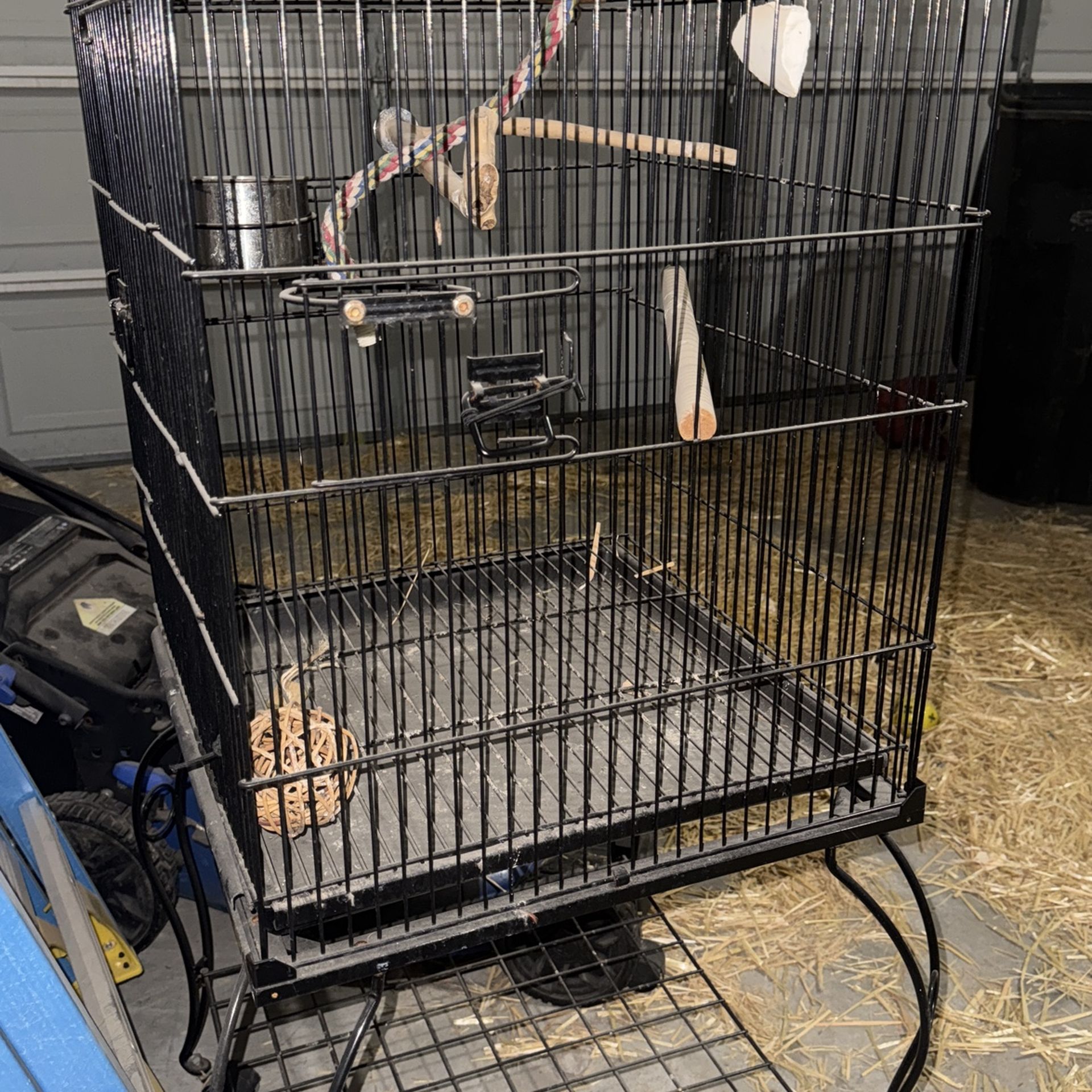 Bird Cage On Rolling Stand For Sale