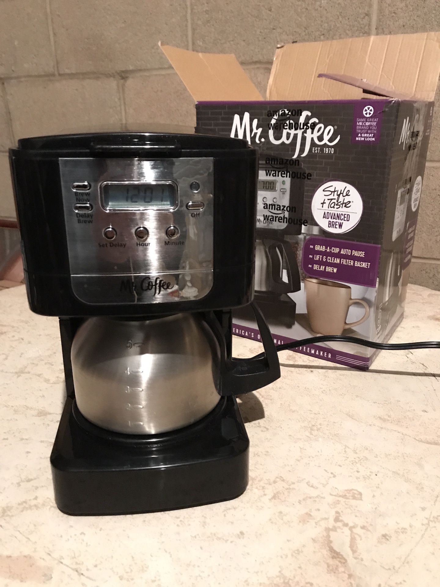Mr. Coffee JWX9-RB 5-Cup Programmable Coffeemaker, Black with Stainless Steel Carafe