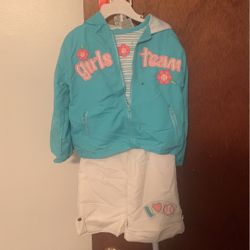 Girls 3 Piece Outfit  Pants, Light Sweater, Top Size 4- New 
