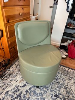 Sage Green Faux Leather Accent Chair on Wheels