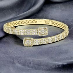 Bangle Bracelet With CZ And Gold Plated Small