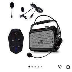 30W Wireless PA System with Wireless Headset Microphone Lavalier Lapel Microphone Transmitter