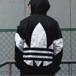 Adidas Originals Windbreaker Big Trefoil Black Men's Size Small
