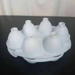 Vtg White Hinged Jello Jiggler Wiggler Easter 6 Eggs Shape Molds Gelatin Shots 