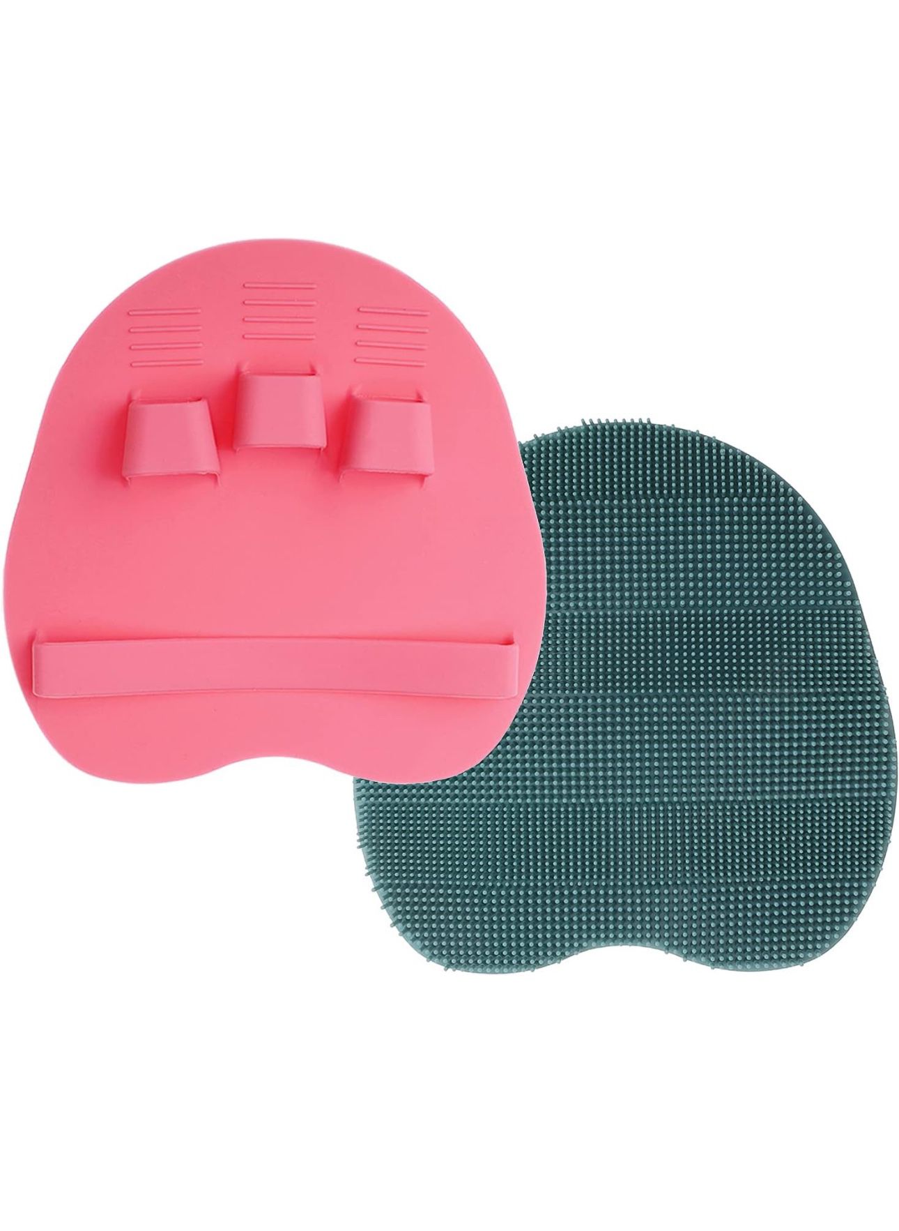 2 Pack Soft Silicone Shower Brush, Body & Face & Short Hair Wash, Bath Exfoliating Skin Massage Scrubber, Dry Skin Brushing Glove Loofah, Fit for Sens