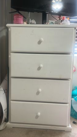 4 drawer tall wooden dresser white