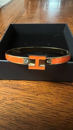 Orange Enamel Gold-Tone Bangle Bracelet