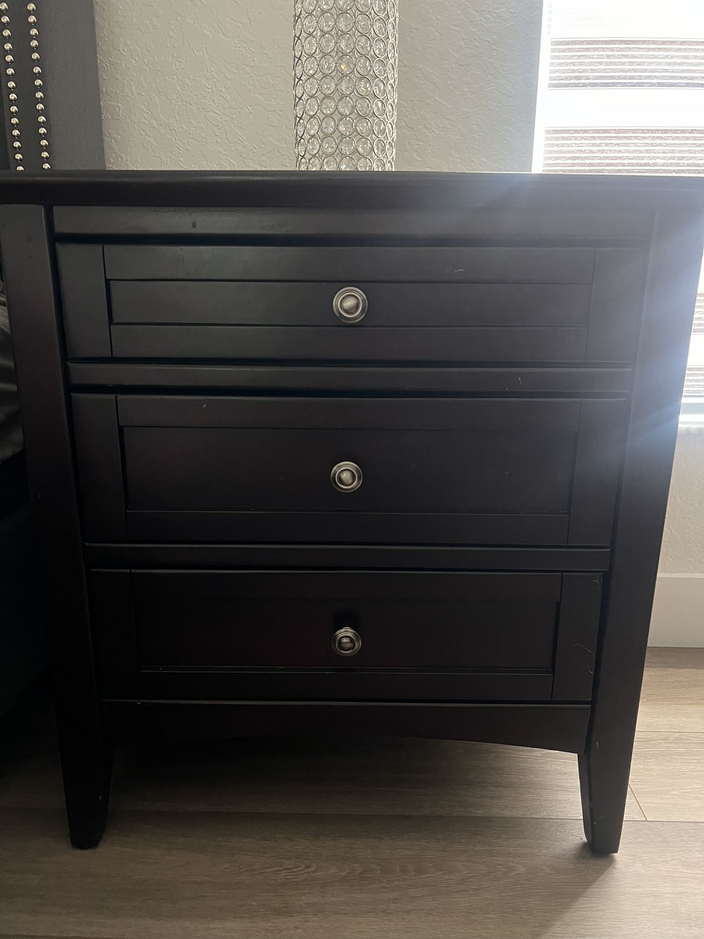 Espresso Dresser With Mirror And 2 Night Stands 