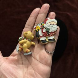 Pair Of Christmas Brooch