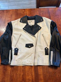 LA Studio Two-Tone Leather Moto Jacket
