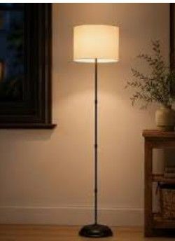 Floor Lamp with White Drum Shade