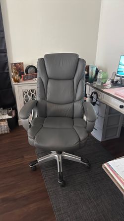 Gray leather office chair