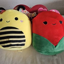 Squishmallow Sunny & Walsh 8” Set Valentines Day 2023 Honey Bee Rose Exclusive