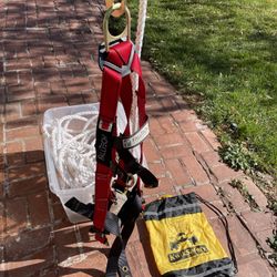 FallTech Safety Harness, Safety Lanyard W Rope Grab, 200’ Rope