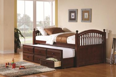 Brand New Chestnut Twin Bed with Pullout Trundle