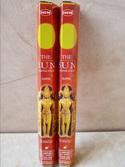 HEM The Sun Incense Sticks, HEM El Sol Incienso, 2 Tubes of Incense 40 Incense Sticks