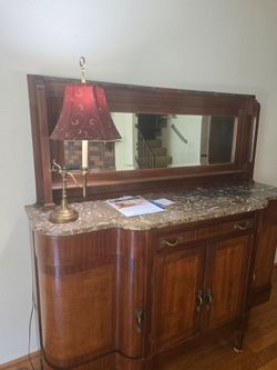 Credenza Cabinet Marble Top