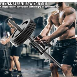 V Bar Row Landmine Handle Attachment for Barbell Bars, Solid Double D Handle