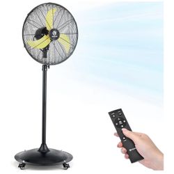 Brand New In The Box- FUGOO 20" Whisper-Quiet Industrial Pedestal Fan - Brushless DC Motor, 4000 CFM Waterproof Heavy Duty Fan with Remote, Energy Eff