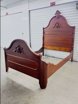 Antique Victorian Carved Wood Bed Frame full size