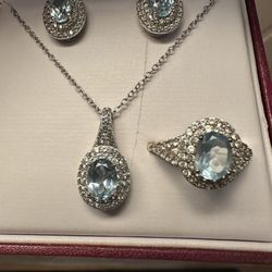 Light Blue Topaz and White Sapphire Sterling Silver 