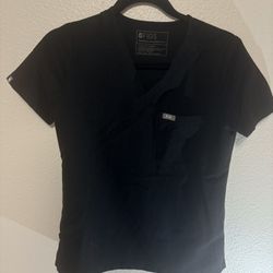 Figs Medium Nurse Scrubs Shirt Top M Black Small Stain