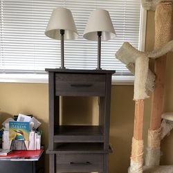 two nightstands with two lamps 