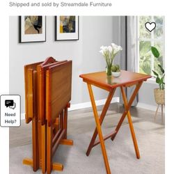 **read listing carefully** Simplie Fun Streamdale Folding Snack Tables With Storage Rack