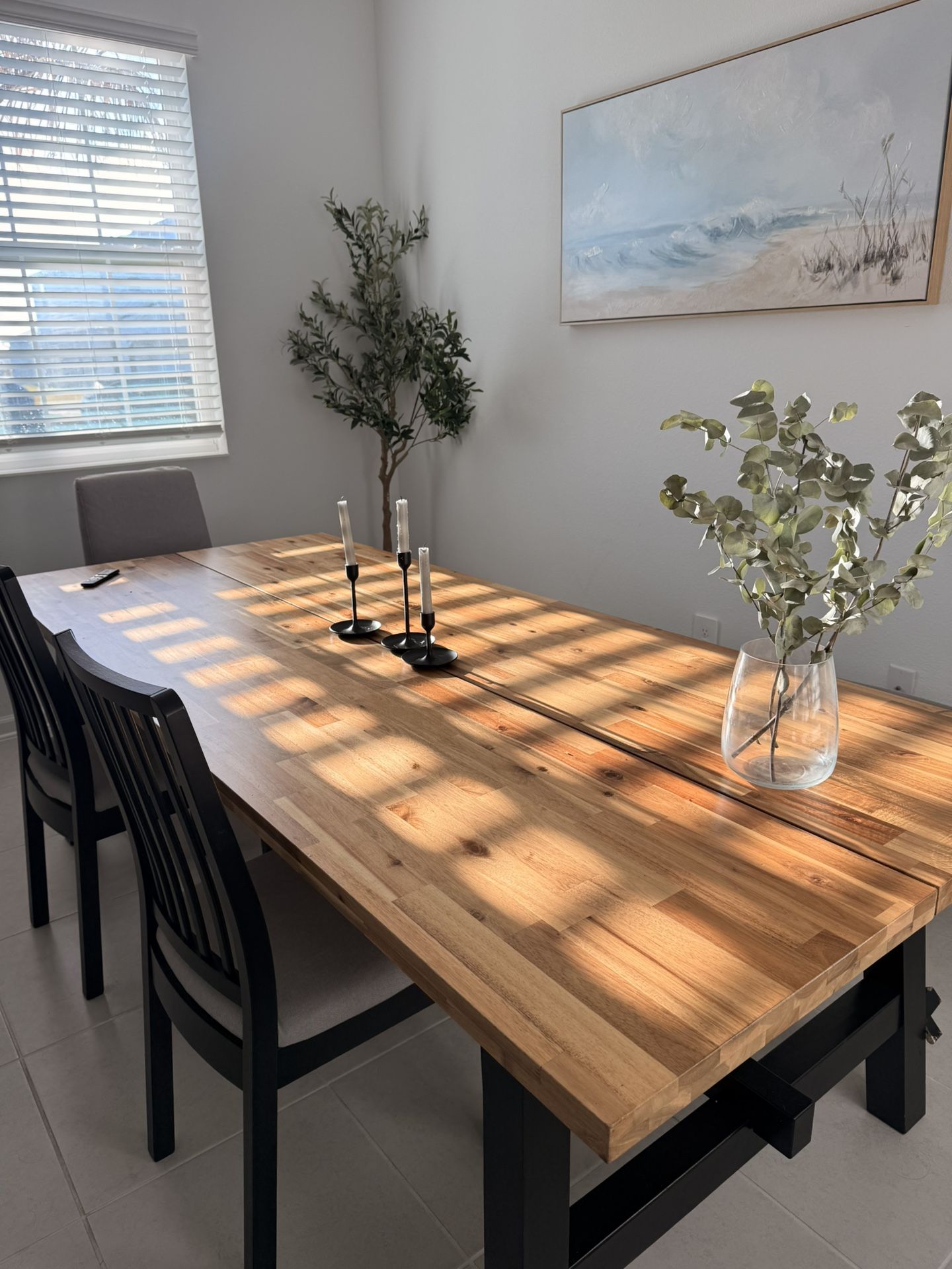 SKOGSTA Dining table, acacia/black, 92 1/2x39 3/8 "