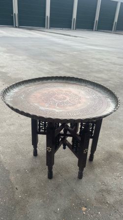 Moorish Moroccan Style Folding Brass Tray Drink Table  Erin Lane Estate