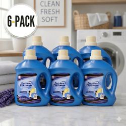 6 of pack Fraganzia Liquid Laundry Detergent, Lavender with Eucalyptus Scent - HE Compatible for All Front and Top Load Washing Machines, Long-Lasting