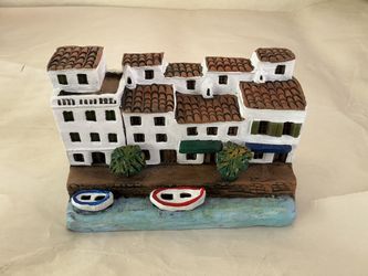 Terracotta Model Of Buildings In Fornells, A Village In Menorca, Spain, 5X 3.5 “