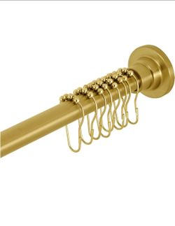 Kingston SCC3117 Steel Adjustable Shower Curtain Rod, Brushed Brass