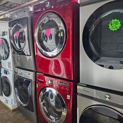 LG Front Load Washer And GAS Dryer Set In Red Working Perfectly 4-months Warranty 