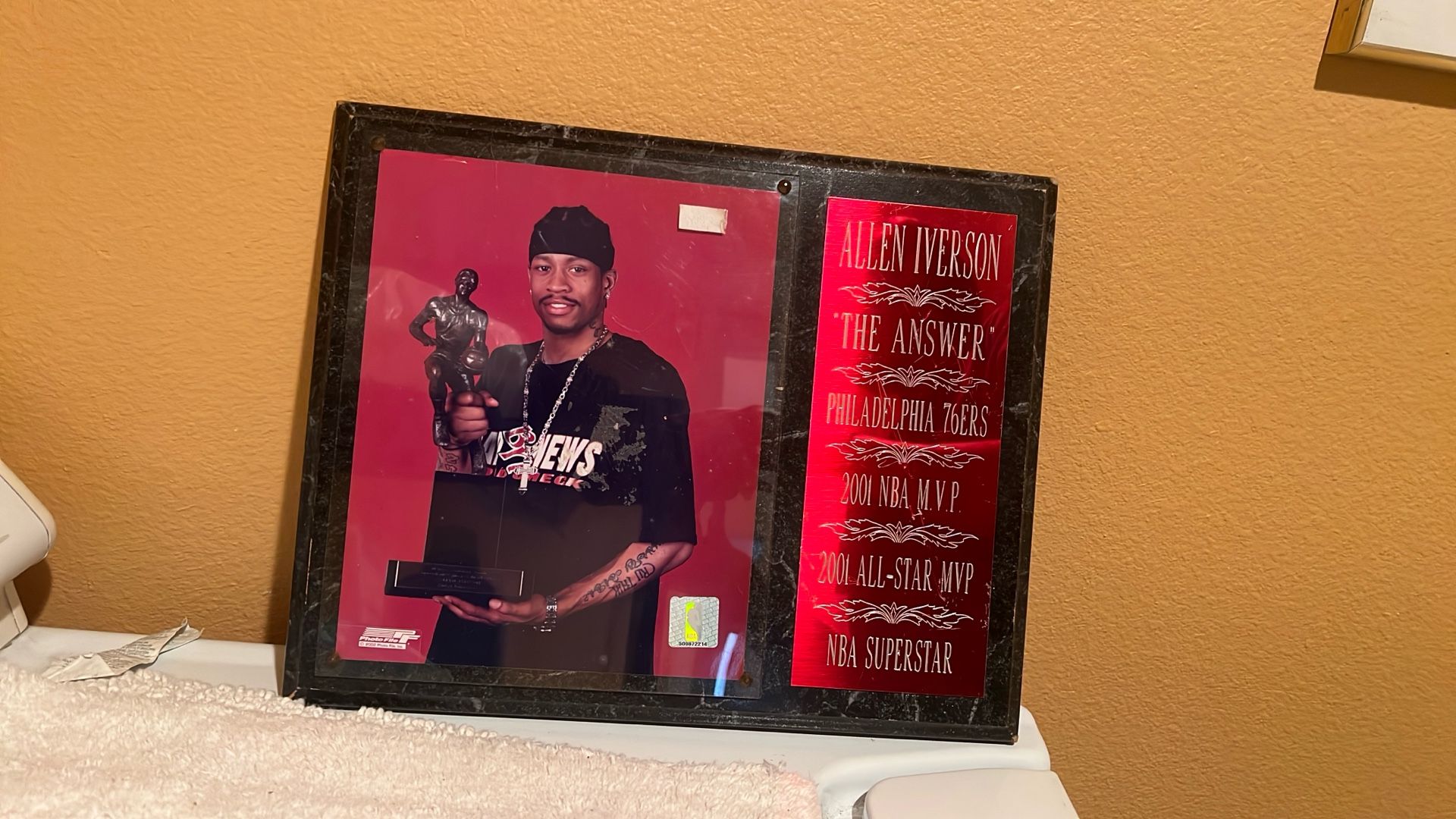 2001 NBA Allen Iverson All Star MVP Plaque