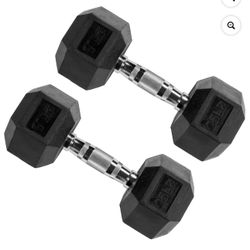 Signature Fitness Hex Dumbbells Strength Workout Equipment Set, 25 lbs