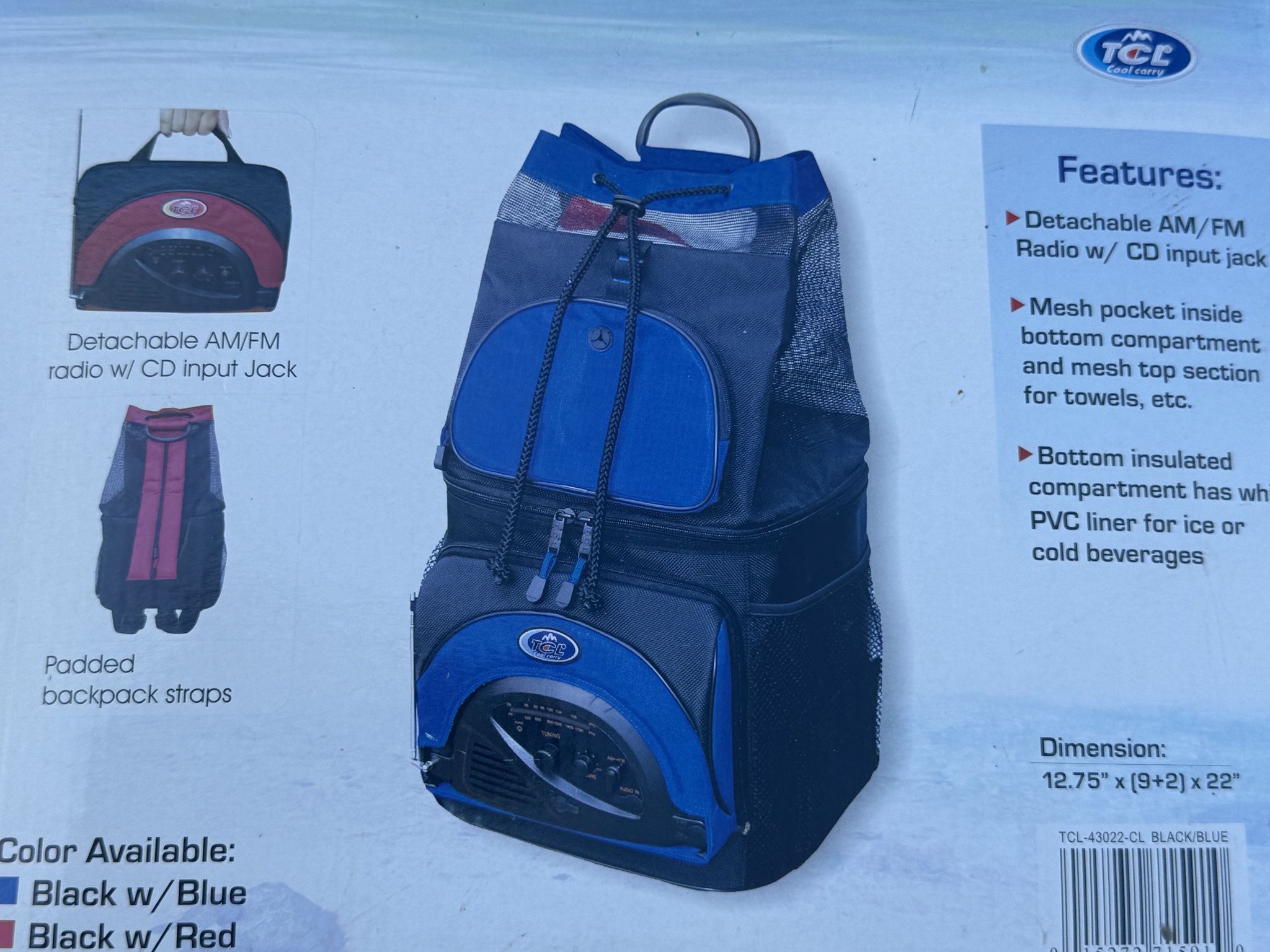 Backpack Cooler Carry Case With AM/FM Detachable Radio With CD Input