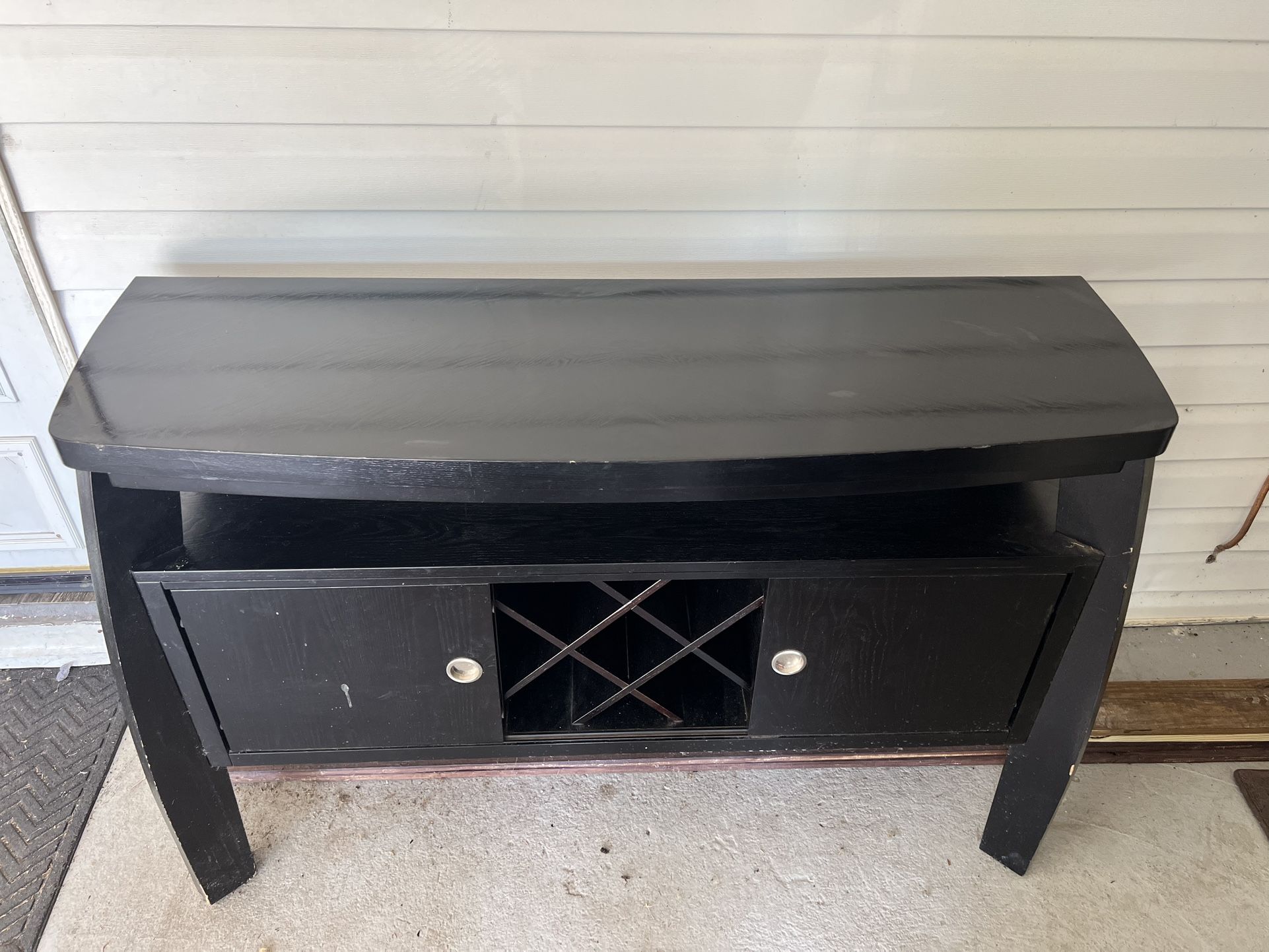 Black Wooden Console Table w/ Wine Rack