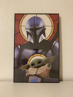 Star Wars Baby Yoda Mandalorian Wall Art Decor Frame 11x17