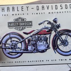 Harley Davidson 74 big twin tin sign