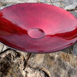 Mid Century Modern Vivid Red Glass Bowl