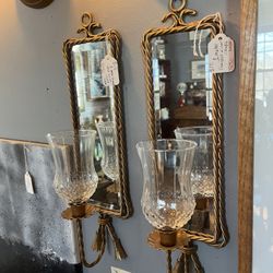 Beautiful Gold Framed Mirror Candle Wall Sconces 
