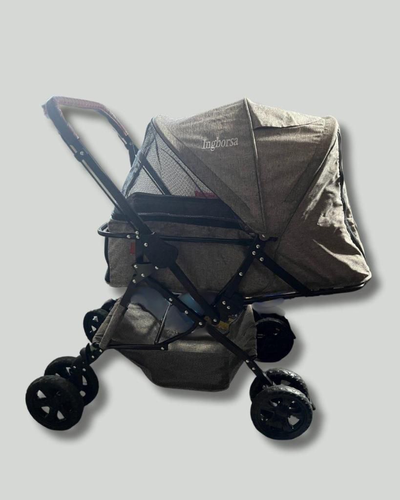 Pet Dog Stroller for Cats and Dog Four Wheels Carrier Strolling Cart with Weather Cover, with Storage Basket for Small Medium Dogs 🐶 