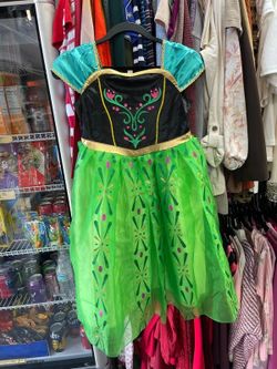 Disney Frozen Anna Costume Girls Size 8 With Crown Wand Necklace Earrings Gloves