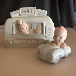 1993 Enesco- Kewpie Grille Porcelain Diner, Sanko Music Box & Car