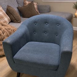 Blue/Gray Upholstered Accent Chair Button-Tufted
