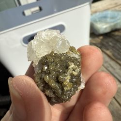 Green Peridot with quartz 