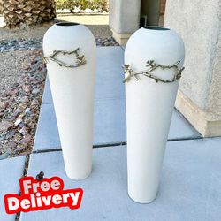 FREE DELIVERY — Tall Flower Vases (Small Flaw!) 