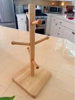 Wooden Mug Tree Stand with 6 Hooks- HOME