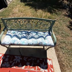 Plow And Hearth Pineapple Garden Bench With Cushion Verdigris